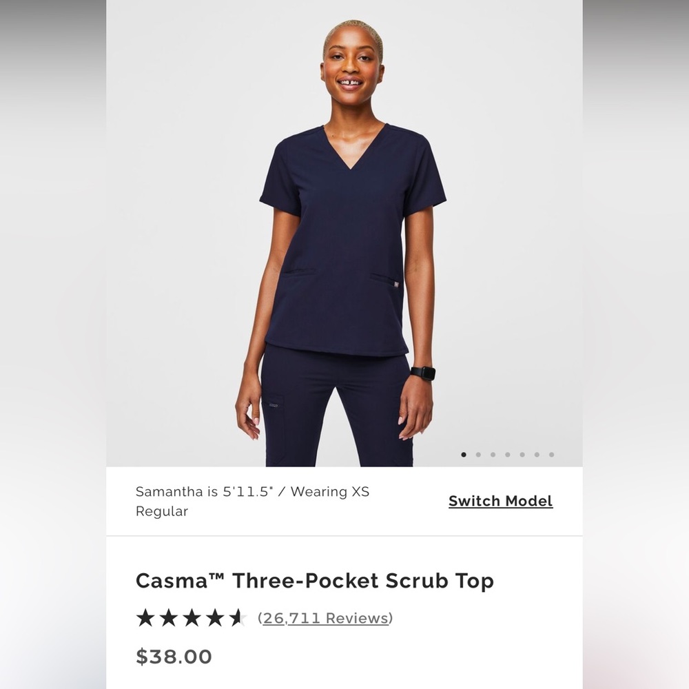 Figs casma scrub top in navy